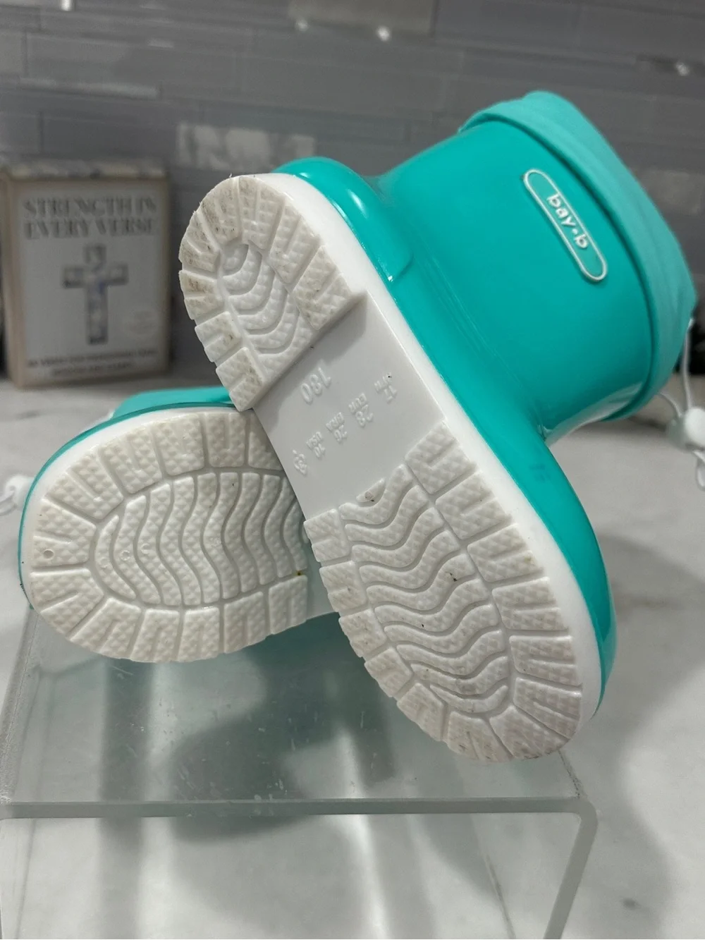 bay•b Bright Turquoise Children’s Rain Boots – Size 10